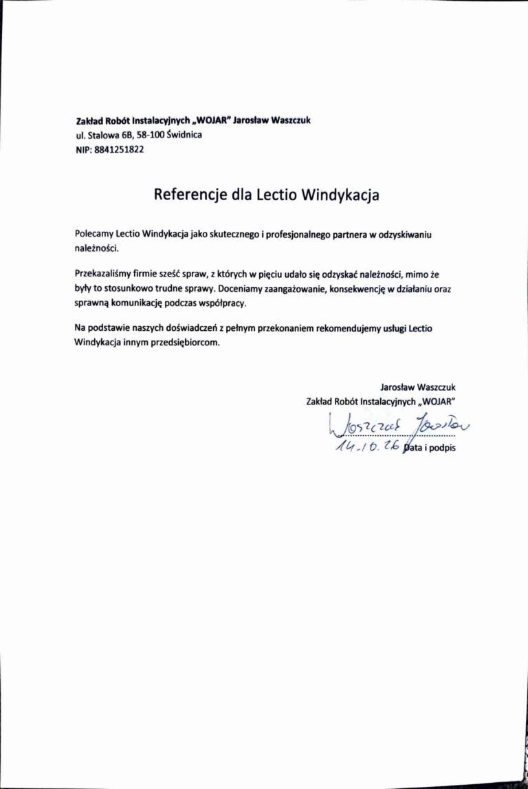 List referencyjny: Jarosław Waszczuk